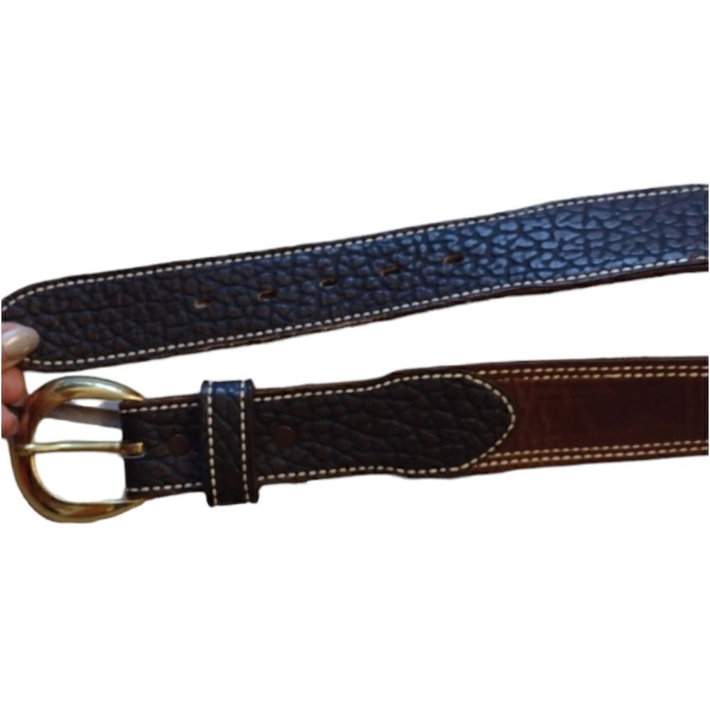 Solid bronze and leather GLO belt Brown Size 28